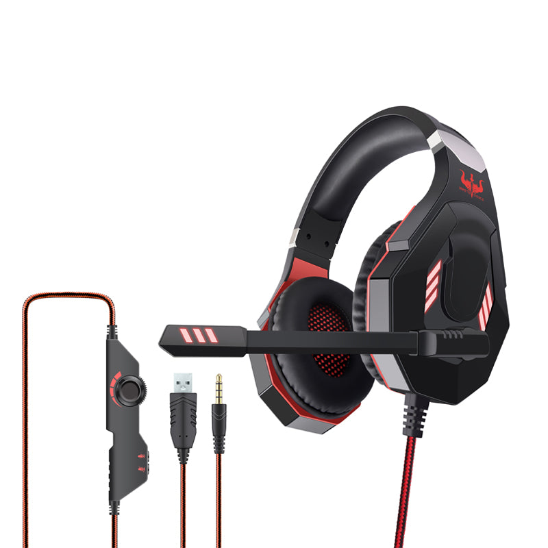 OVLENG GT93 LED Lighting E-Sport Headphones Head-mounted Gaming Headset with Clip-on Remote Control USB+3.5mm Plug OVLENG GT93 LED Lighting E-Sport Headphones Head-mounted Gaming Headset with Clip-on Remote Control USB+3.5mm Plug